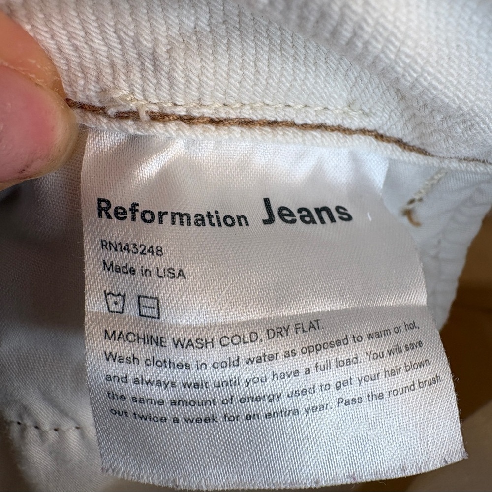 Reformation Lexi Jeans High Rise Wide Leg Ivory Size 24 - Picture 8 of 8